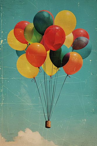 Kleurrijke ballonnen zweven door de lucht