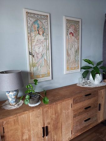 Tijden van de Dag: Avond Overdenking - Art Nouveau Schilderij Mucha Jugendstil