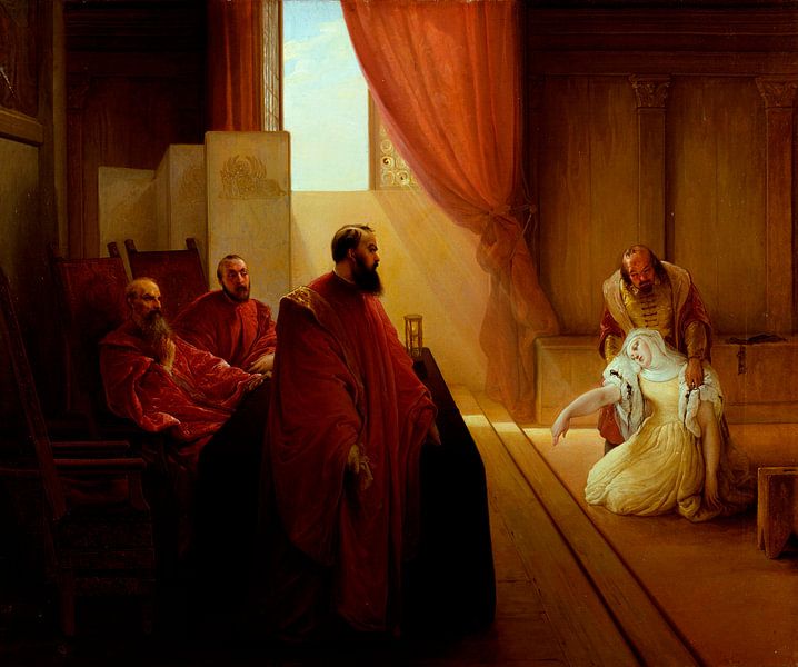 Valenza Gradenigo vor der Inquisition, Francesco Hayez von Meisterhafte Meister