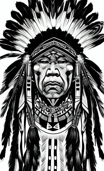 De indiaan zwart wit van Niek Traas