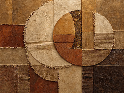 Cercles géométriques dans des tons terreux riches, dans les styles Wabi Sabi et Japandi