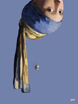 Vermeer Mädchen mit dem Perlenohrring Kopfüber – pop art lavendelfarbe von Miauw webshop