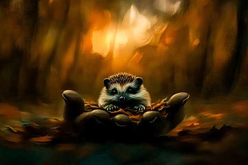 Hedgehog in warm autumn setting by Imperial Art House