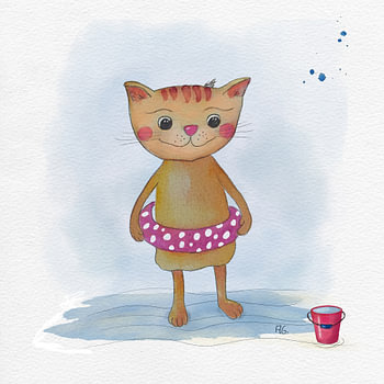 Kleine Badenixe - Tierillustration Katze