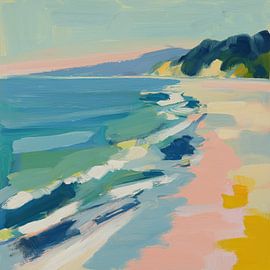 Paysage côtier aux couleurs pastel