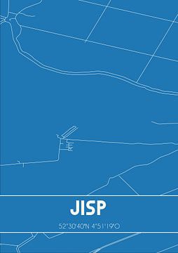 Blauwdruk | Landkaart | Jisp (Noord-Holland) van MijnStadsPoster