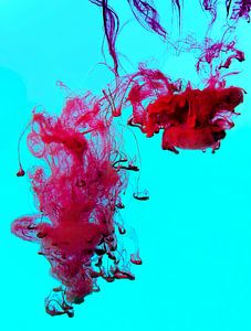 Abstract blue red by Jeannine Van den Boer