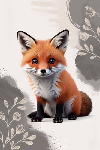 Schattige digitale vos kunst