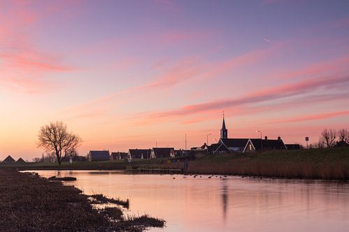 View of Oudesluis (North Holland) under pastel sky