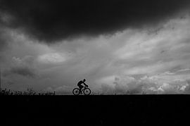 Cyclist on Spaarndammerdijk. by Pieter Siemers