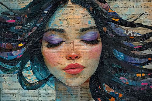 Vrouw Portret | Nocturne van Kunst Kriebels