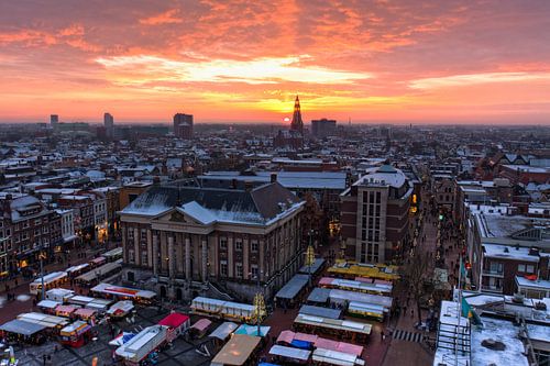 Winter view Martinitoren Groningen