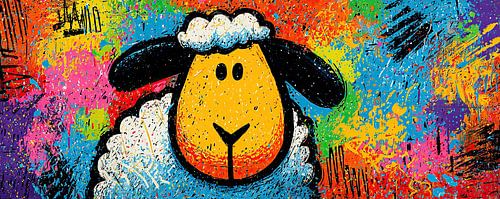 Schapen Kunst | Abstract Kleurrijk Schaap Werk