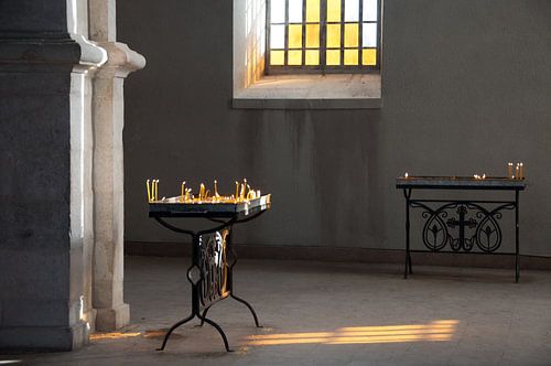 Burning candles in an Armenian church in Nagorno Karabach