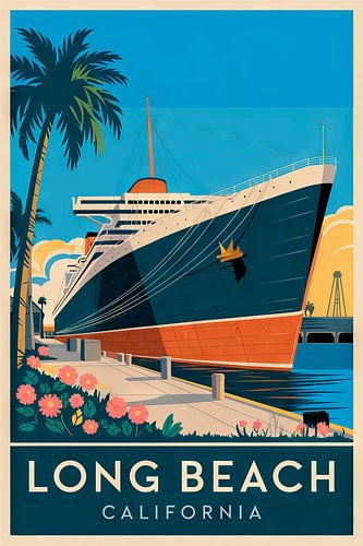 Long Beach, Californië Vintage Reisposter