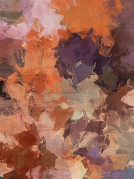 Kleurrijke abstracte kunst in violet, oranje, bruin, lila van Dina Dankers