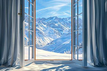 aus dem Fenster schauen und eine schöne Landschaft sehen von Egon Zitter
