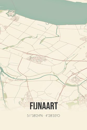 Vintage landkaart van Fijnaart (Noord-Brabant)