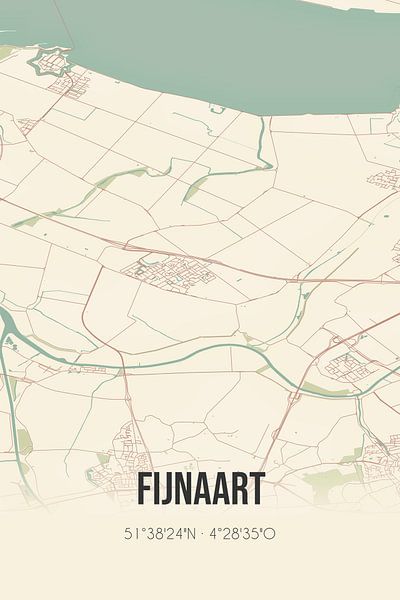 Carte ancienne de Fijnaart (Brabant du Nord) par Affiches de lieux