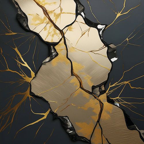 Abstracte kunst in Japanse kintsugi stijl
