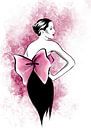 Roze Vintage Strikjesmanier Illustratie van Janin F. Fashionillustrations thumbnail