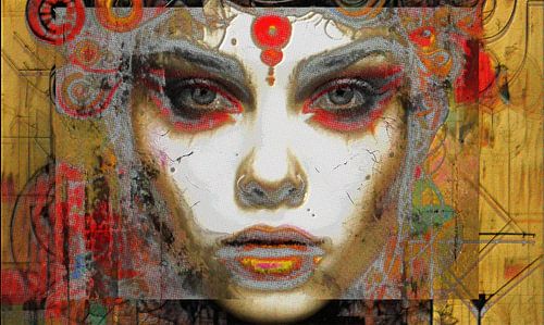 SORYA – Abstrakte Wandkunst: „Layered Ritual Portrait“