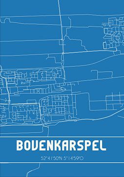 Blauwdruk | Landkaart | Bovenkarspel (Noord-Holland) van MijnStadsPoster