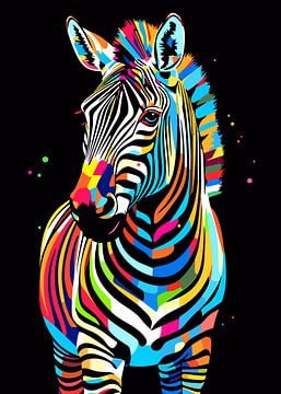 Zebra Wild Nature WPAP Kleurstijl van Qreative