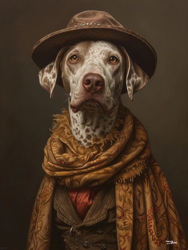 hond in victoriaanse kleding