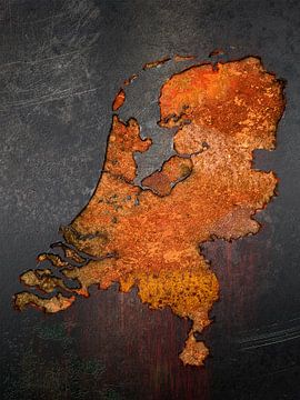 Roestkaart Nederland - signaalzwart van Frans Blok - foto's, kunst en andere wanddecoratie