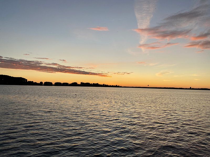 Oranje zonsondergang van Emma Van Leur
