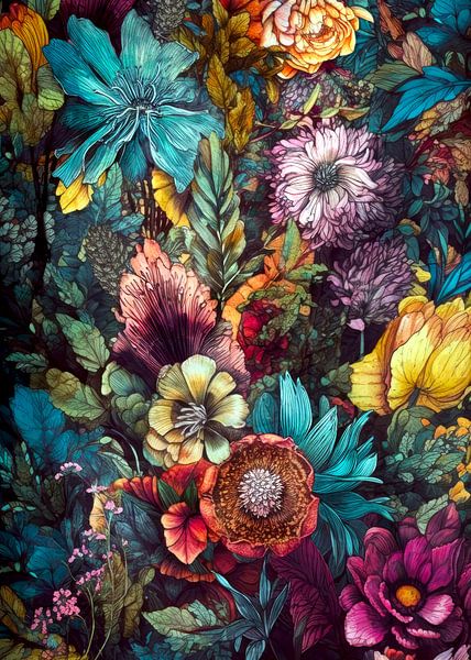 Flowers and leaves nature art by JBJart Justyna Jaszke