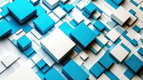 Futuristische kubussen in wit en blauw