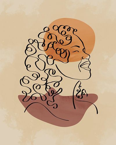 Minimalistisch gezicht met krullen