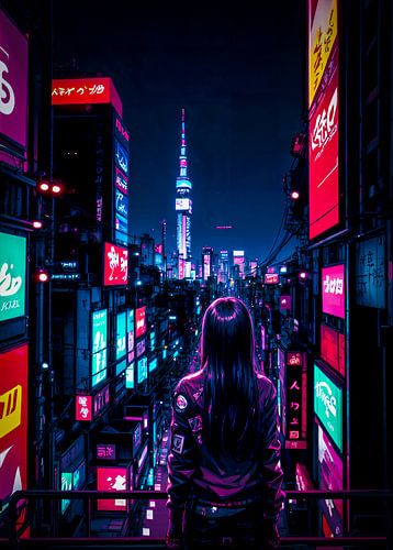 Anime Mädchen Cyberpunk Stil Japan