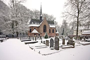 Kerkje In Lage Vuursche in de sneeuw in Nederland van Eye on You
