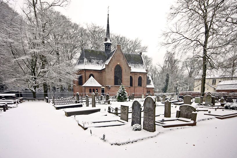 Church In Lage Vuursche in the snow in the Netherlands by Eye on You