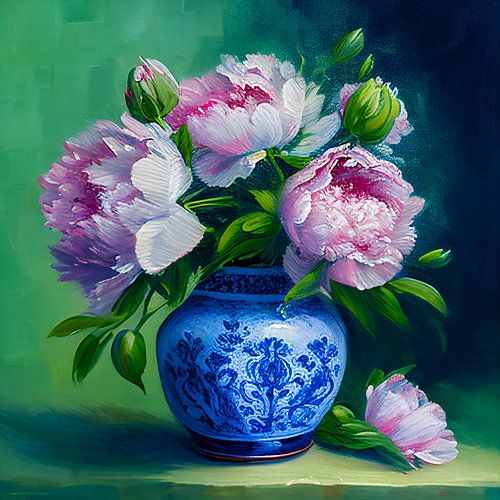 Pioenrozen in volle bloei