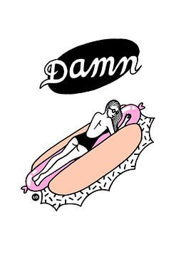 'Damn' meisje op Hotdog  van Lola Vogels