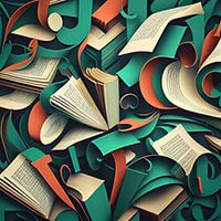 Whimsical book & letter pattern