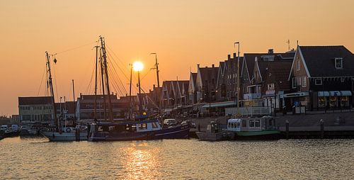 Sunset in the Harbour of Volendam