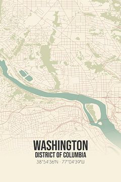 Vintage landkaart van Washington (District of Columbia), USA. van MijnStadsPoster