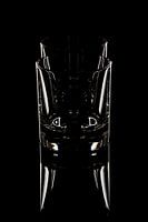 Glassware on black, whisky glasses