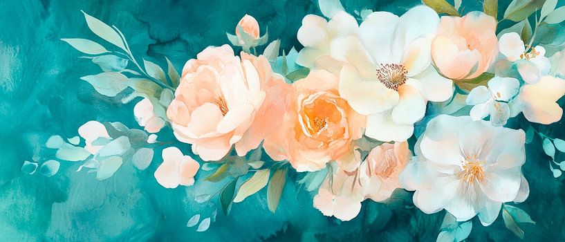 Delicate flowers in soft colours by Poster Art Shop