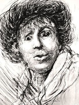 Verbaasd!!! Handgetekend. Geïnspireerd door Rembrandt . van Ineke de Rijk
