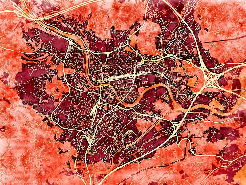 Kaart van Villach in de stijl 'Amber Autumn' van Maporia