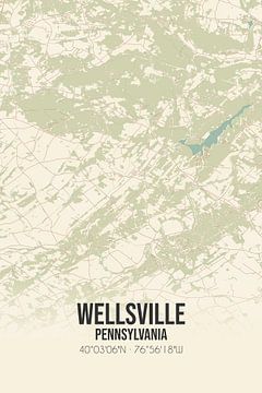 Carte ancienne de Wellsville (Pennsylvanie), USA. sur Rezona