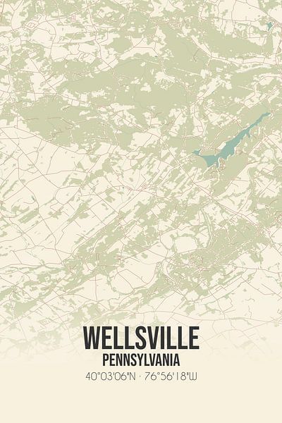 Alte Karte von Wellsville (Pennsylvania), USA. von Ortsdrucke