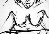 Weibliches Nacktmodell streckt Zunge heraus