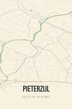 Vintage landkaart van Pieterzijl (Groningen) van Rezona